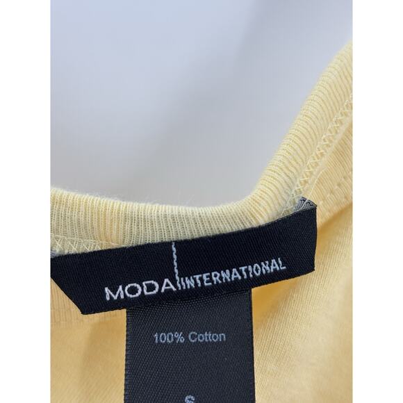 Moda International Tank Top Womens Small Yellow V Neck 100% Cotton Y2K Sheer - Picture 7 of 15